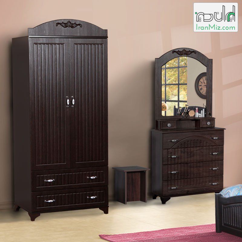 سرویس خواب دو نفره روما تخت خواب دو نفره MDF وکیوم مدل آرتا - Image 5